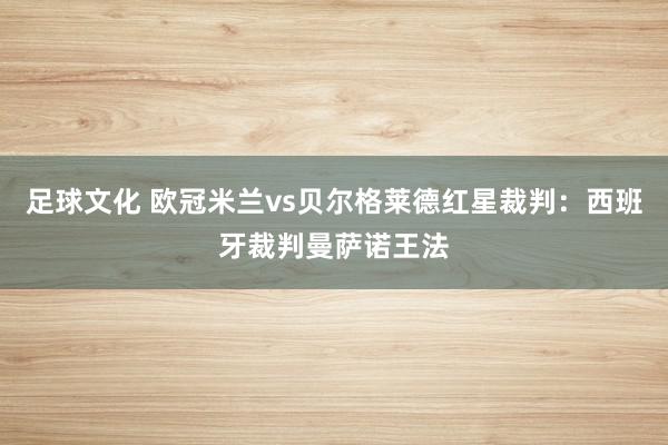 足球文化 欧冠米兰vs贝尔格莱德红星裁判：西班牙裁判曼萨诺王法