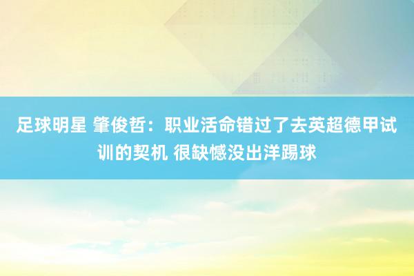 足球明星 肇俊哲：职业活命错过了去英超德甲试训的契机 很缺憾没出洋踢球