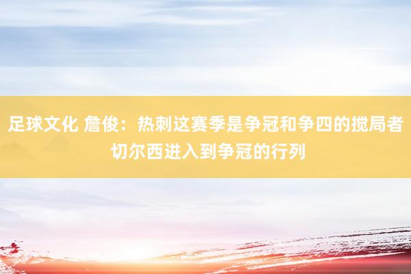 足球文化 詹俊：热刺这赛季是争冠和争四的搅局者 切尔西进入到争冠的行列