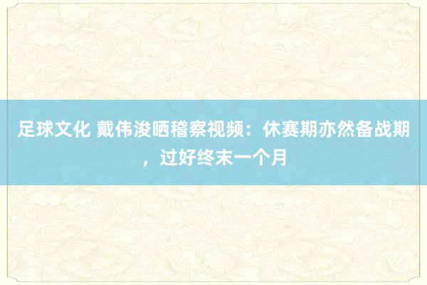 足球文化 戴伟浚晒稽察视频：休赛期亦然备战期，过好终末一个月