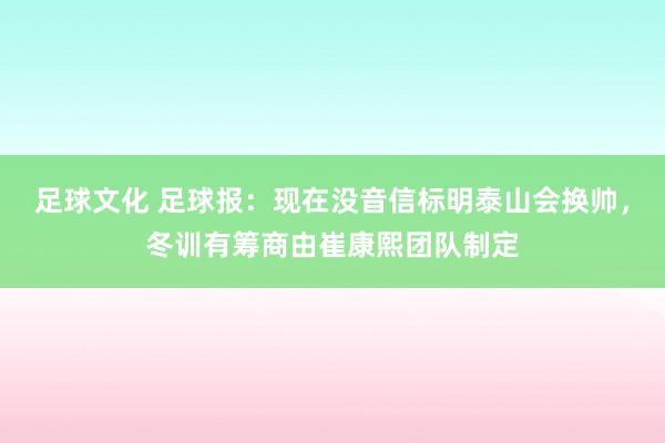 足球文化 足球报：现在没音信标明泰山会换帅，冬训有筹商由崔康熙团队制定