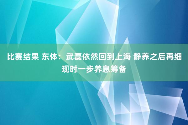 比赛结果 东体：武磊依然回到上海 静养之后再细现时一步养息筹备