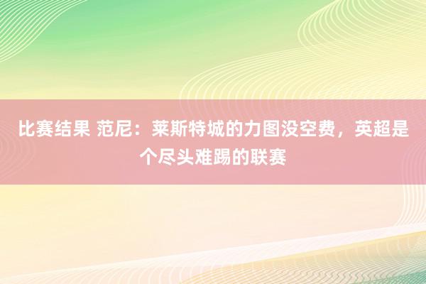 比赛结果 范尼：莱斯特城的力图没空费，英超是个尽头难踢的联赛