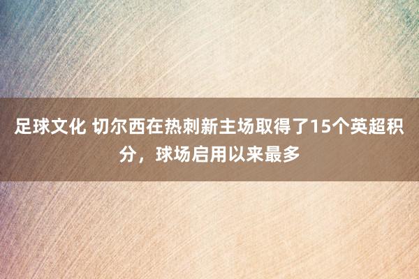 足球文化 切尔西在热刺新主场取得了15个英超积分，球场启用以来最多